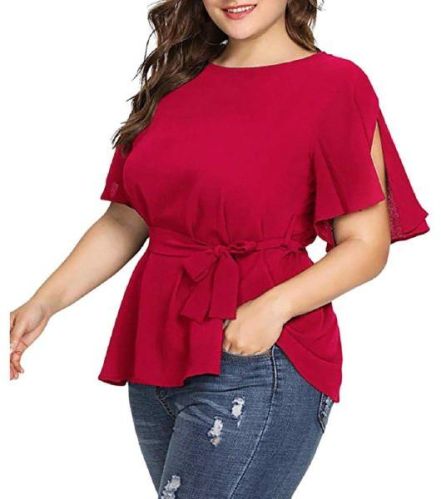 Chiffon Plain Ladies Top, Occasion : Casual Wear, Formal Wear, Party Wear