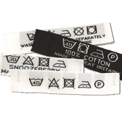 Rectangular Woven Wash Care Labels, Pattern : Printed