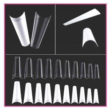 Plastic Coffin Shape Nail Tip, Color : White, Transparent