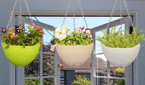 Self Watering Hanging Planter In White and Beige colors;8.2