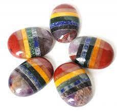 Polished 7 Chakra Palm Stone, Size : 2/3 Inch