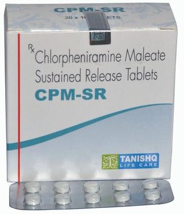 CPM-SR Chlorpheniramine Maleate Sustained Release Tablet, Packaging Type : Box