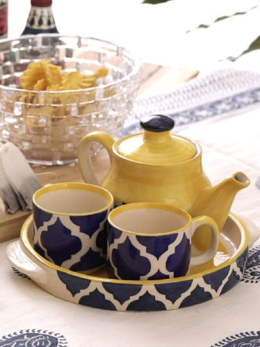 Painted Ceramic Multicolor Tea Set, Feature : Fine Quality, Excellent Designs