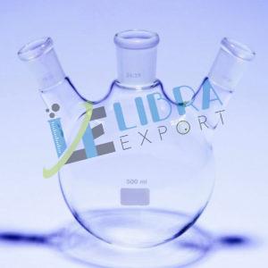 Flask Distilling Round Bottom, Three Neck At Angle, Centre Socket