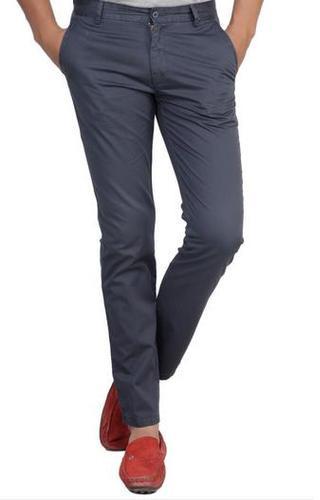 Cotton Plain Mens Slim Fit Trousers, Technics : Machine Made