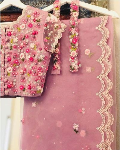 Embroidered Net Sarees, Occasion : Party Wear