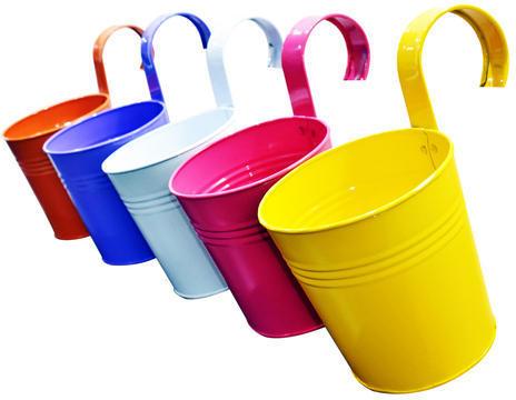 Metal Railing Planter, Shape : Round