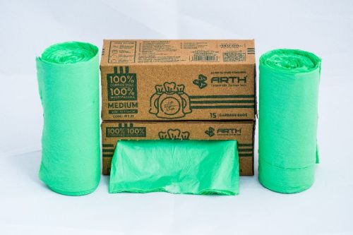 BIODEGRADABLE INDUSTRIAL COMPOSTABLE GARBAGE BAG, Size : 17*19 Inch