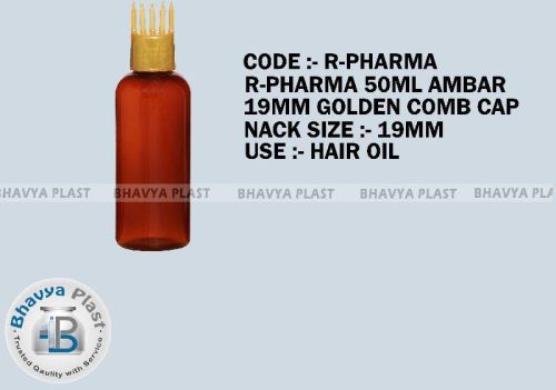R-pharma 50 Ml Comb Cap Bottle, For OIL, Color : BROWN