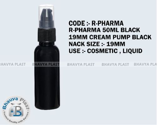Plain PET Polished 50 Ml Black Pump Bottle 50ML