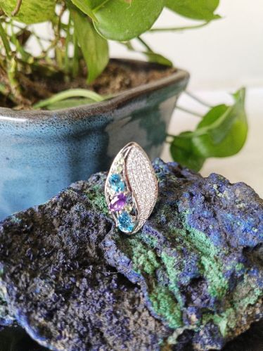 Blue Sapphire Ruby Silver Ring, Feature : Eco Friendly, Eye Catching Look, Fine Finishing, Unique Design