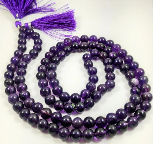 Round Crystal . Amethyst Parad Mala, Color : Purple