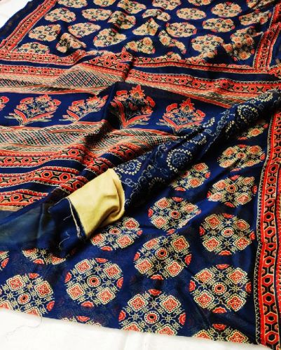 Resha Weaves Cotton Printed Chanderi Sarees, Occasion : Casual Wear