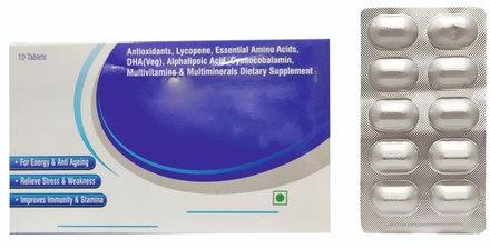 Antioxidant Lycopene Essential Amino Acids DHA (Veg) Alpha Lipoic Cyanocobalamin Tablets