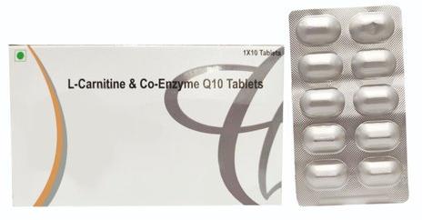 L-Carnitine and Co-Enzyme Q10 Tablets, Packaging Type : Box