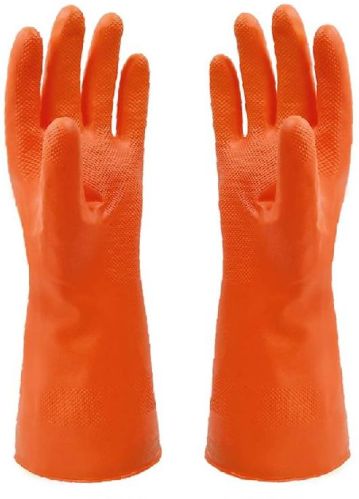 Twenoz Orange Rubber Gloves, For Constructinal, Domestic, Industrial, Size : Standard