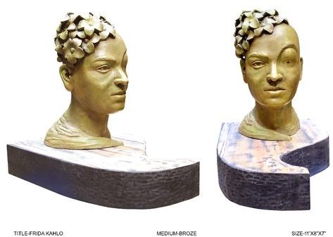 Frida Kahlo Bronze Sculpture, Color : Golden