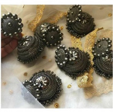 Polished Metal Artificial Fabric Earring, Gender : Female