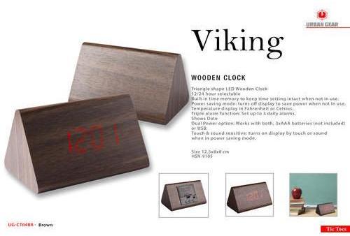 Wooden Table Clock, Color : Brown