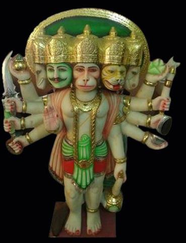 3.6 Feet Marble Panchmukhi Hanuman Statue