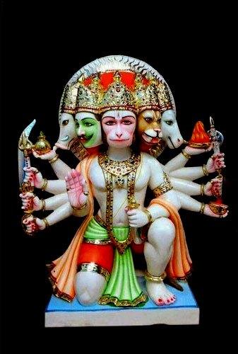 Marble Panchmukhi Sitting Hanuman Statue