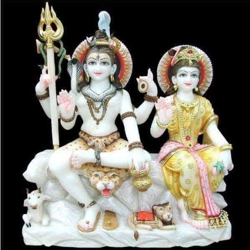 Marble Shiv Parvati Statue, Pattern : Printed