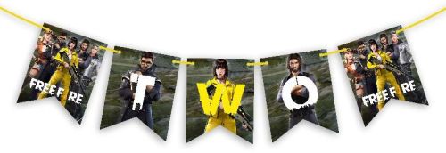 Good Quality Card Stock 250 GSM Free Fire Two Banner, For Birthday Decorations, Packaging Type : Plastic Cover