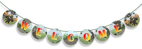 Mini Militia Doodle Army Welcome Banner, For Birthday Decorations, Packaging Type : Plastic Cover