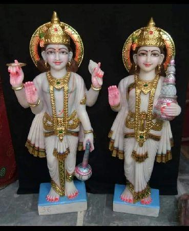 Marble Lakshmi Narayan Statue, For Worship, Temple, Packaging Type : Carton Box