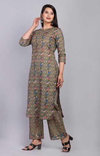 Ladies Satin Kurti and Palazzo Set