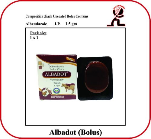 Albendazole 1.5 Gm BOLUS ALBADOT, For VETERINARY USE, Packaging Type : PACK