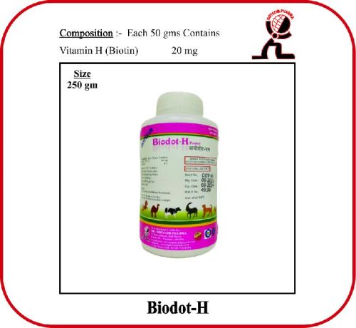 Vitamin H (Biotin) 20 Mg Brand-BIODOT-H Feed Supplement.