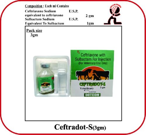 CEFTRADOT-S 3 Gm INJECTION, For VETERINARY USE, Packaging Type : Glass Bottle