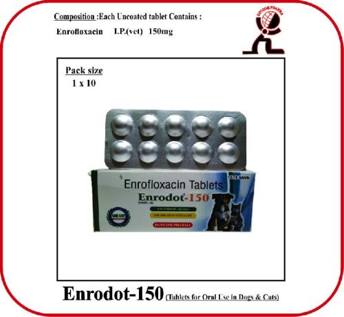 Enrofloxacin 150 Mg TABLETS ENRODOT, For VETERINARY USE, Form : Solid