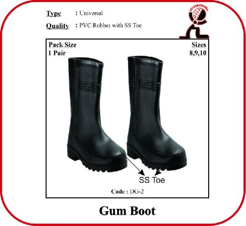 PVC Rubber Gum Boot, Color : Black, Length : 11.5 Inch