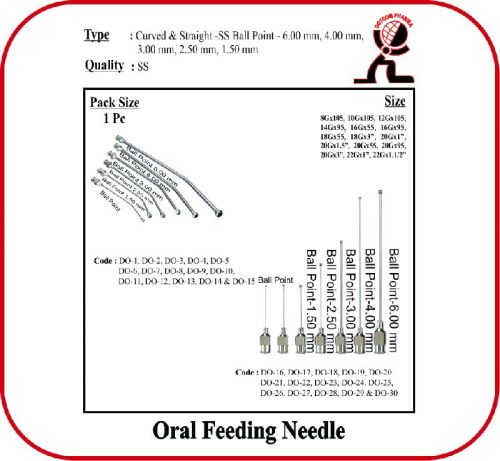 Stainless Steel Polished Oral Feeding Needle, For Veterinary Use, Feature : Best Quality, Fine Finished