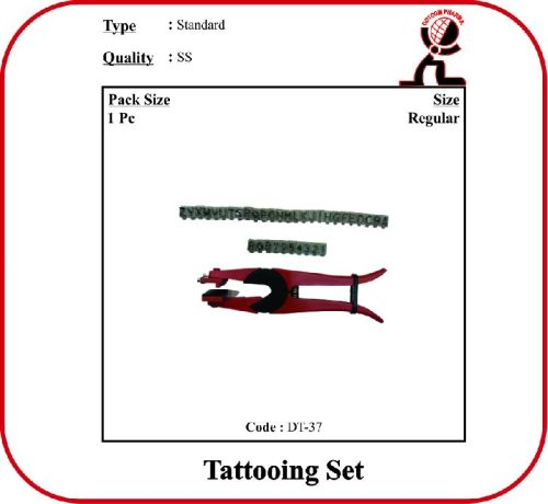 Stainless Steel Polished Tattooing Set, For Veterinary Use, Feature : Best Quality, Fine Finished, High Durability