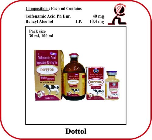 TOLFENAMIC ACID INJECTION DOTTOL, For Veterinary Use, Packaging Type : Glass Bottle