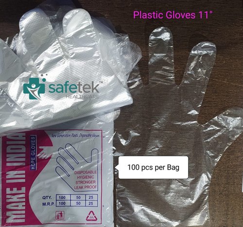 Disposable 11 Inch Plastic Gloves, For Beauty Salon, Cleaning, Examination, Food Service, Light Industry