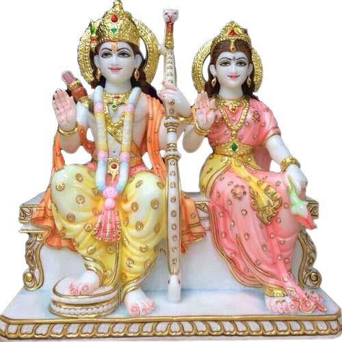 Marble RAM Sita Statue, For Worship, Temple, Pattern : Carved