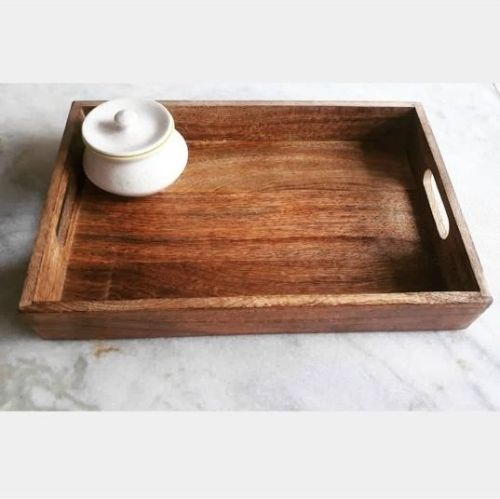 Polished Wooden Rectangle Tray, For Serving, Size : Standard