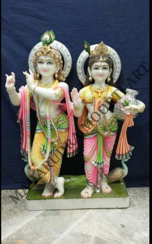 Marble Standing Radha Krishna Statue, For Worship, Temple, Interior Decor