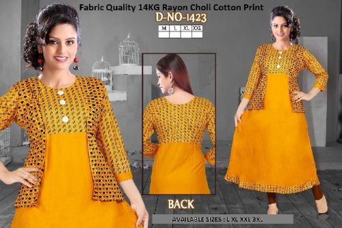 Trifoi Rayon Anarkali Kurtis, Size : M, XL, XXL