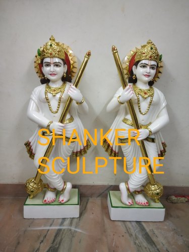 Shanker Sculpture Painted Marble Krishna Statue, For Worship