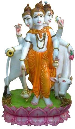 Shanker Sculpture Multicolor Marble Dattatreya Statue, Packaging Type : Carton Box