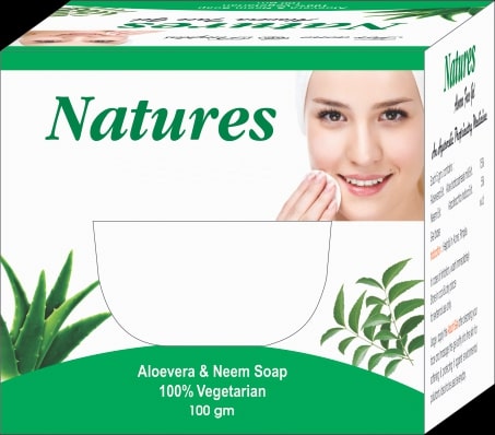 Natures Aloevera & Neem Soap, Packaging Type : Paper Box