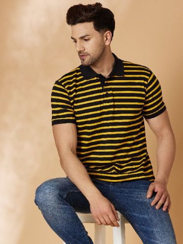 GRUNT Stripes Cotton Polo T-Shirt, Size : M, XL, XXL, XXXL