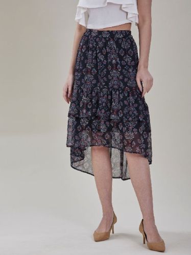 Floral Printed Midi Skirt, Size : XL, XXL, XXXL