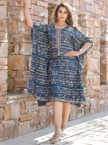 Kaftan Rayon Embroidered Kurta, Size : L, XL, XXL