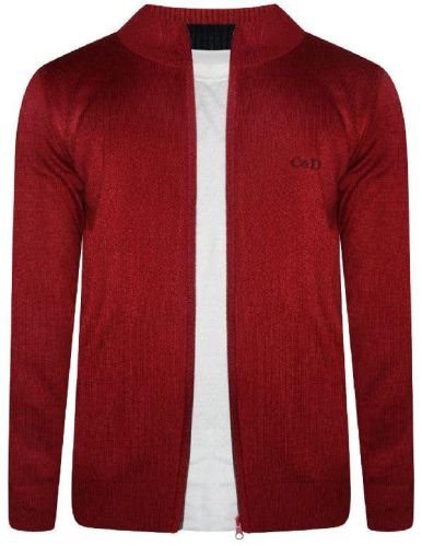 Maroon Zipper Sweater, Size : L, XL, XXL